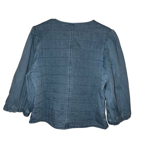 MELISSA NEPTON DENIM SHIRT JACKET  Button Down sz m Normcore Hipster Round Neck - Picture 2 of 5
